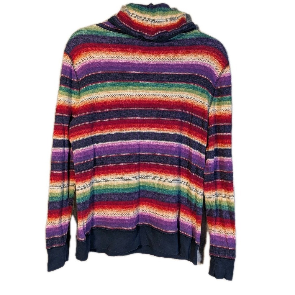 Lauren-RL Large Active Ralph Lauren Womens Southwestern Cowl Neck Thermal Shirt - Picture 3 of 7